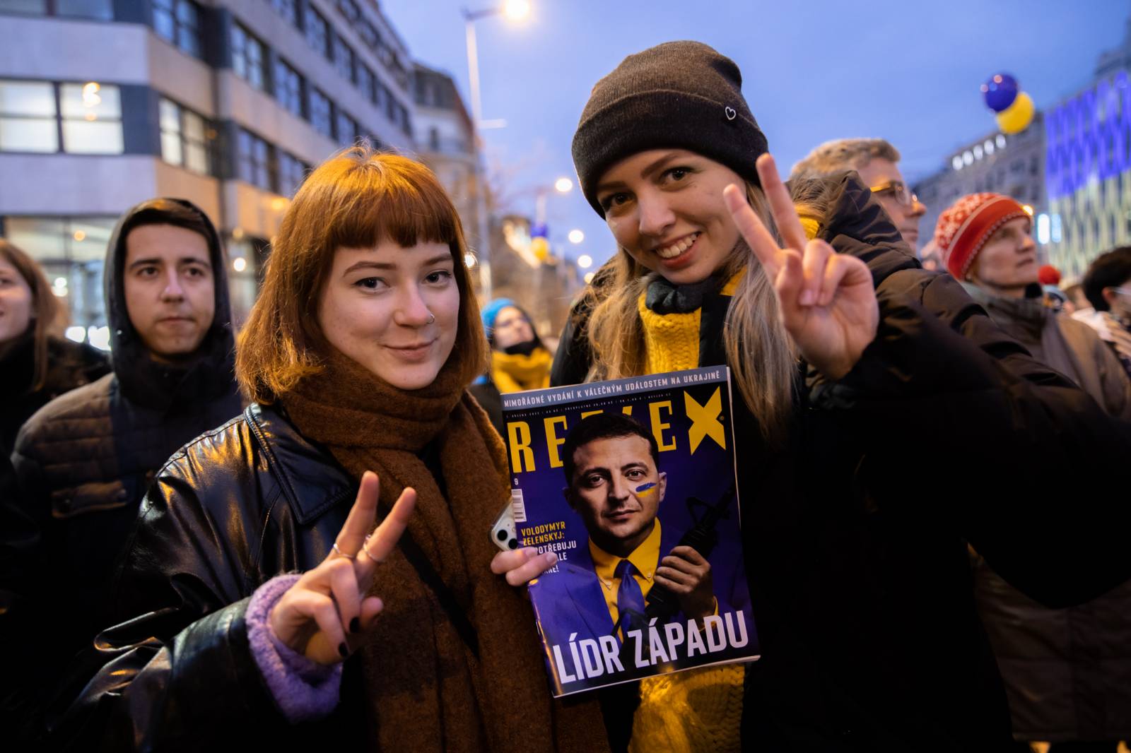 Václavské náměstí se opět zaplnilo, promluvil ukrajinský prezident