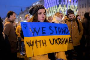 Václavské náměstí se opět zaplnilo, promluvil ukrajinský prezident