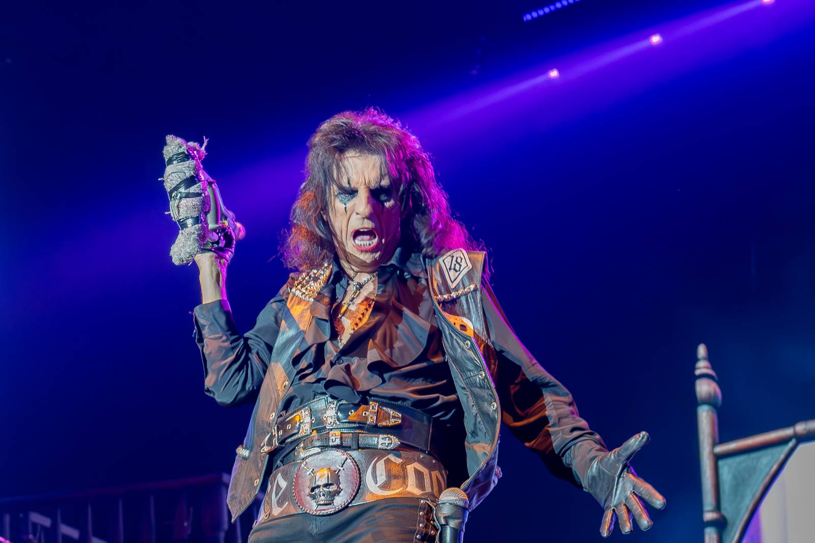 Alice Cooper řádil v Pardubicích. Přivezl si hada, nafukovací pannu i gilotinu