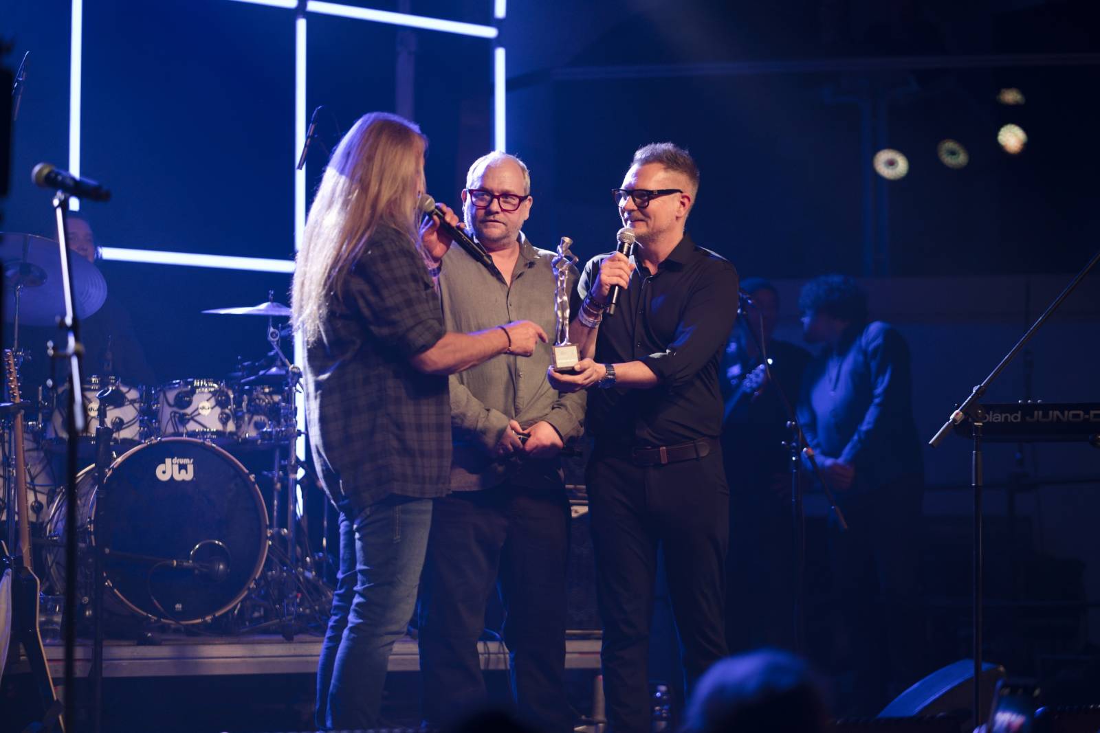 Na Žebříku s oceněnými. Takhle se radovali Michal Hrůza, Rybičky 48, Marpo i Matěj Ruppert