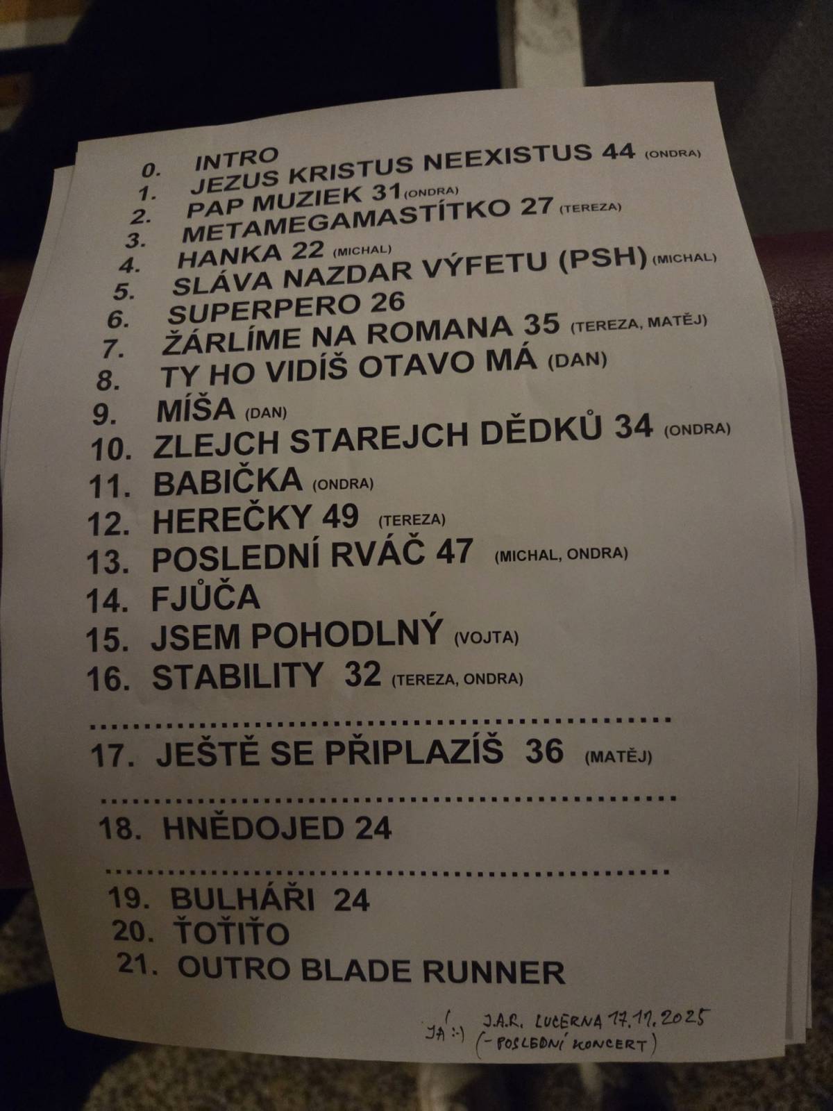 J.A.R. se rozloučili s fanoušky, do Lucerny v Praze dorazil i Dan Bárta