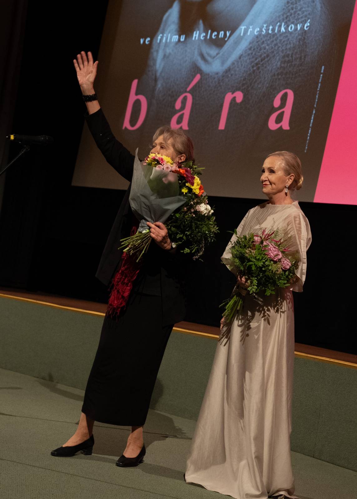 Kino Lucerna promítalo film o Báře Basikové, na premiéru přišli Petr Janda, Vojtěch Dyk i bývalá prezidentka