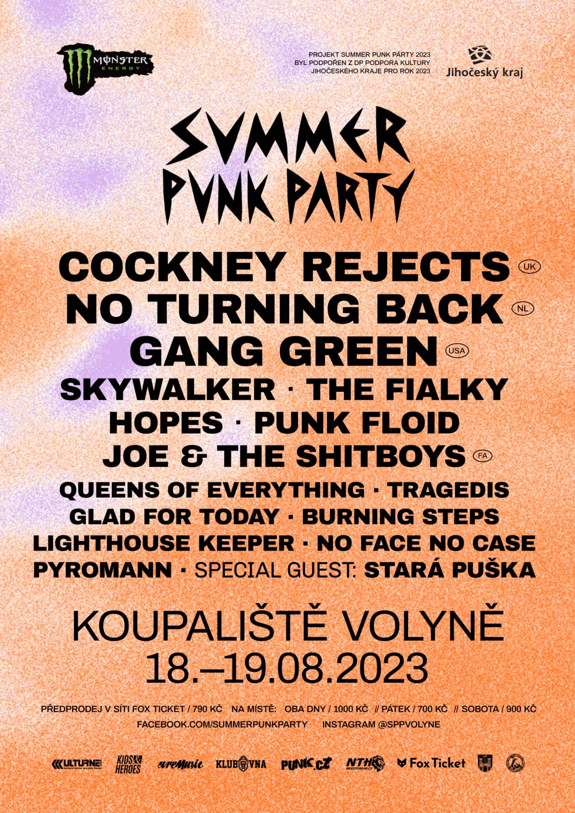 Punkeři míří do Volyně. Hrát jim budou Cockney Rejects, No Turning Back, The Fialky i Skywalker