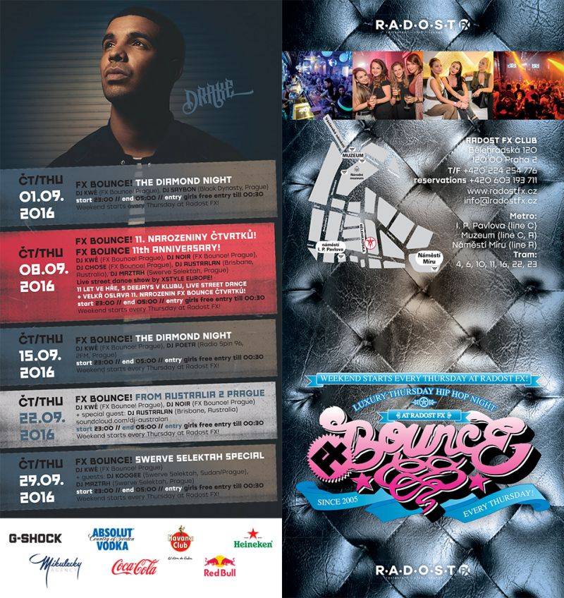 Nejstarší pravidelná čtvrteční klubová noc v Česku FX Bounce! oslaví v klubu Radost FX 11. narozeniny