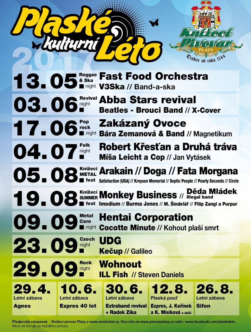 Plaské kulturní léto pokračuje s kapelami ZakázanÝovoce, Bára Zemanová & Band a Magnetikum