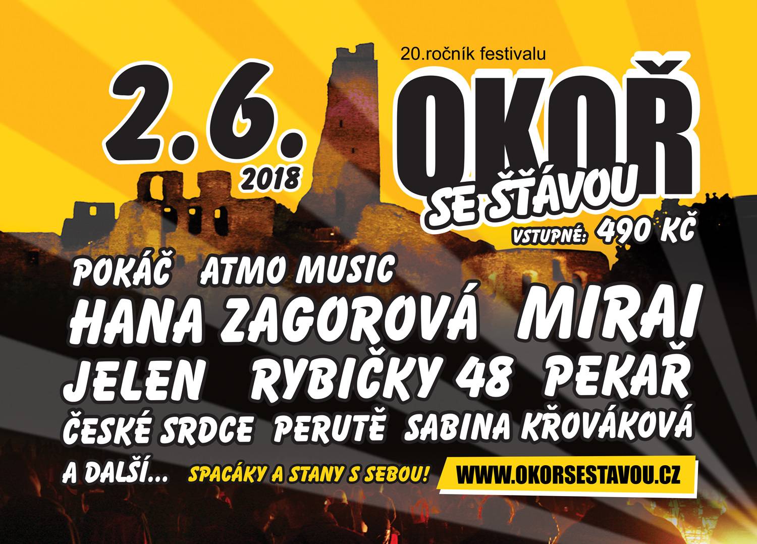 Okoř se šťávou čekají oslavy dvaceti let, vystoupí Hana Zagorová, Jelen, Mirai nebo Rybičky 48