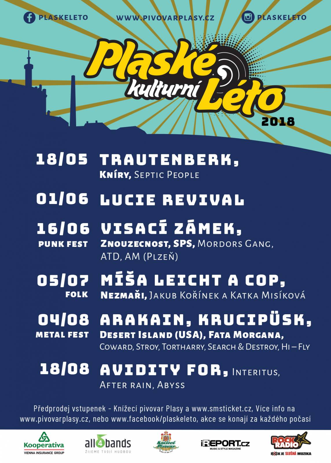 Plaské kulturní léto slibuje rock, punk, ska i folk. Zahrají Trautenberk, Visací zámek nebo Arakain