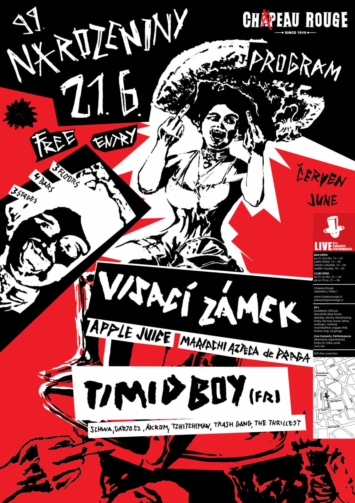 Chapeau Rouge oslaví 99. narozeniny, vystoupí Visací zámek i francouzský DJ Timid Boy