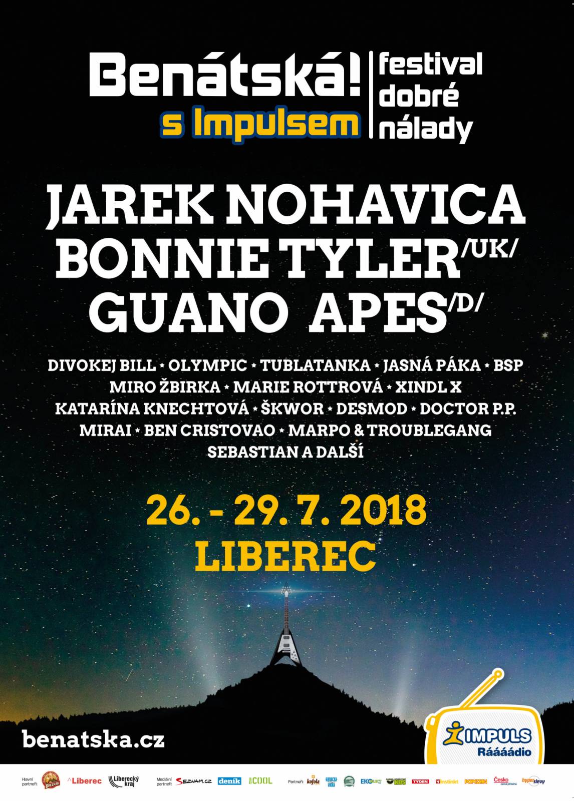 Benátská! s Impulsem odpočítává poslední dny do startu, vystoupí Guano Apes, Bonnie Tyler i Jaromír Nohavica