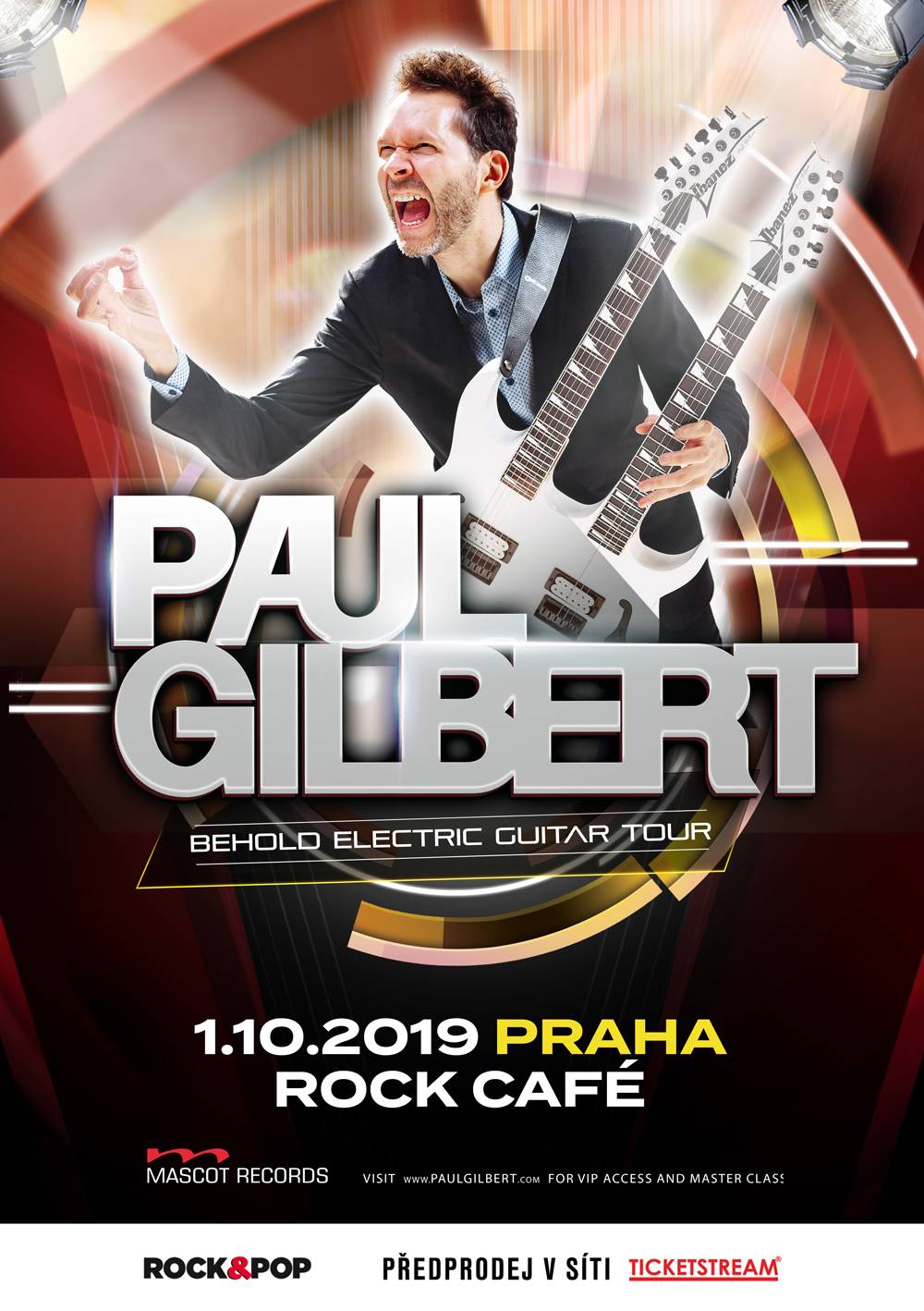 Kytarista Paul Gilbert z Racer X a Mr. Big vystoupí už 1. října v Rock Café