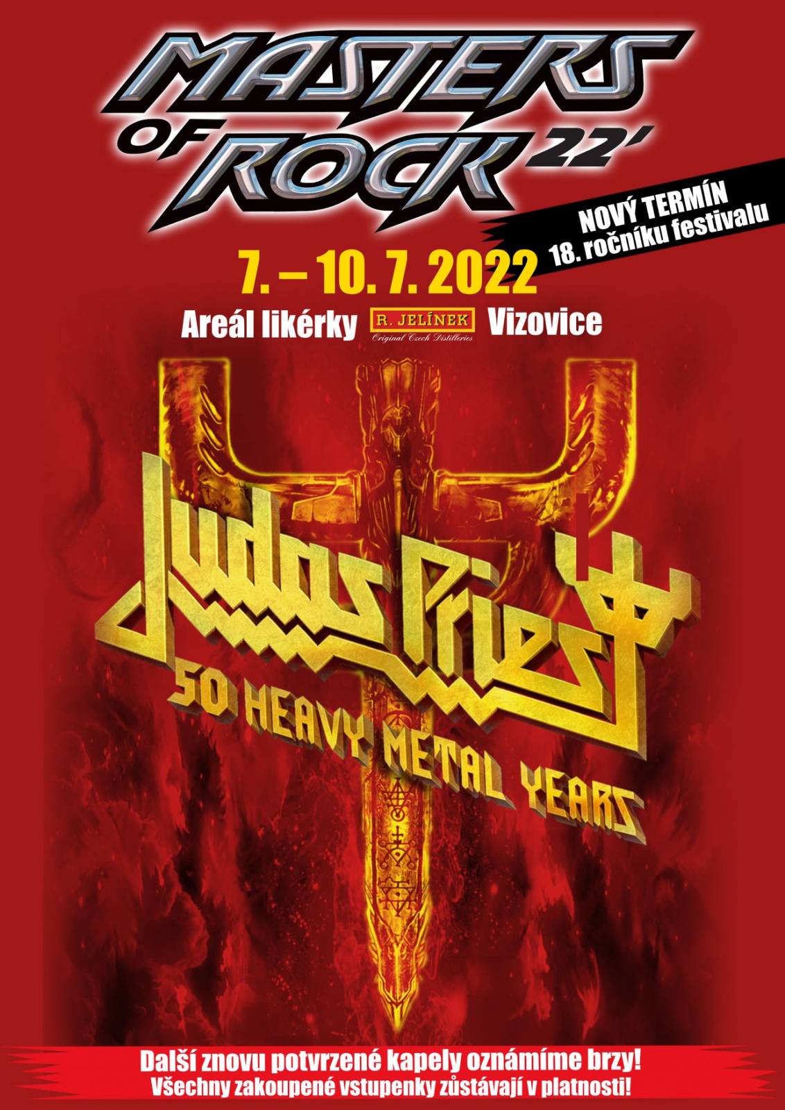 Festival Masters of Rock letos nebude, headlinery v roce 2022 zůstávají Judas Priest