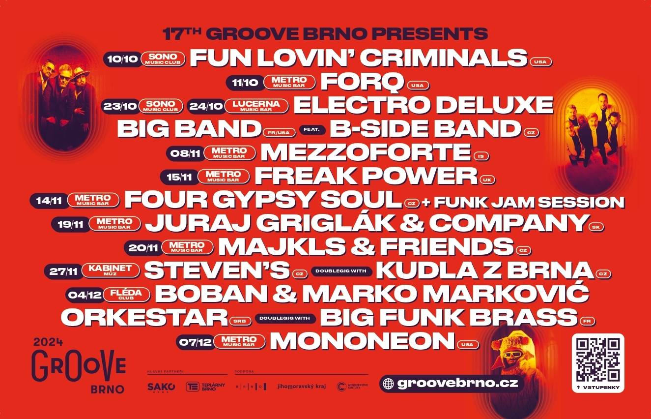 Program Groove Brno je kompletní. Láká na Freak Power, Electro Deluxe s B-Side Bandem nebo Fun Lovin’ Criminals