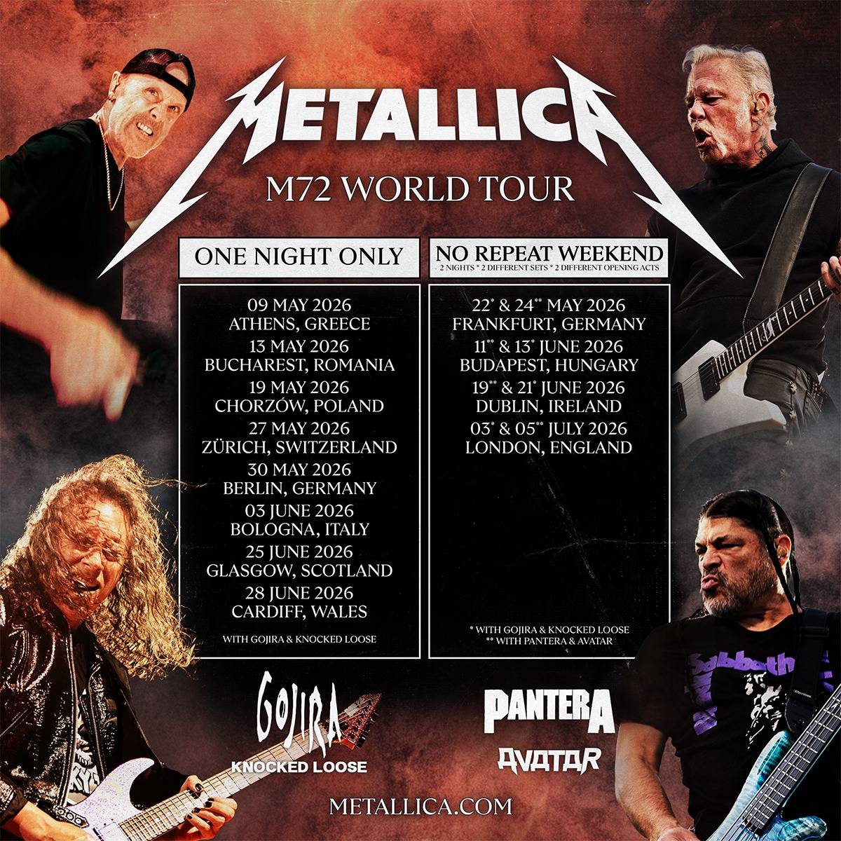 Metallica míří na evropské turné, Česko tentokrát vynechá